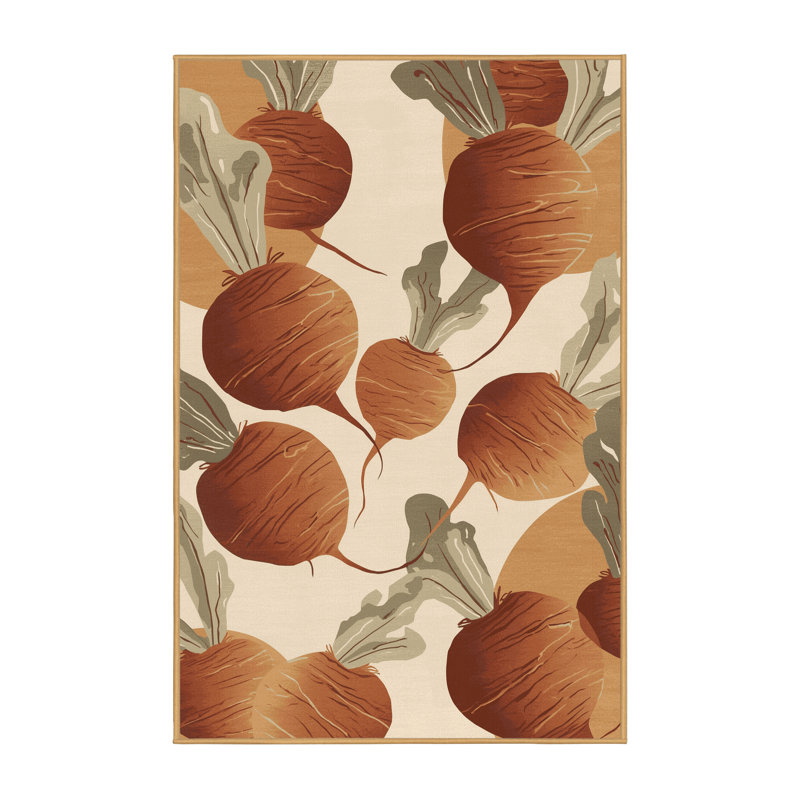 Tapis brun Aedan Radish Modern lavable à la machine - reliure brun clair, 6 X 9