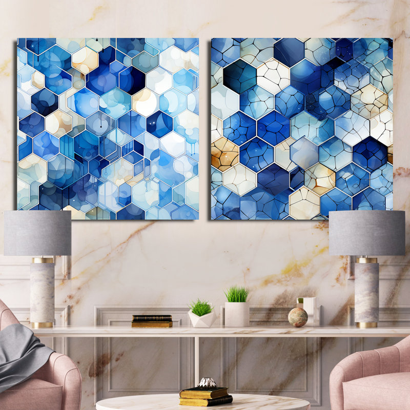 Chonita - Abstract Shapes Square Collage Set Of 2, 16" H x 33" W, Wrapped Canvas
