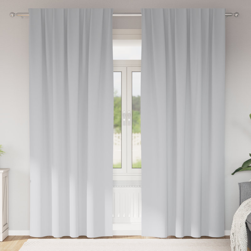 Curtains With Curtains 2 Pcs Polyester, Pale Grey, 140cm Width x 245cm Drop