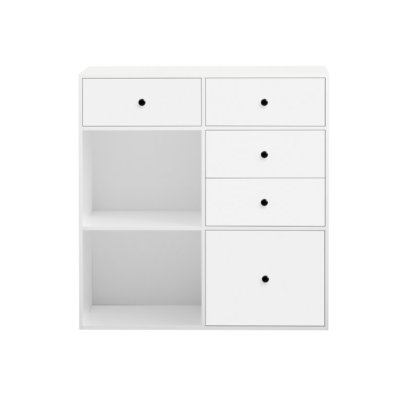Modern Storage Cabinet with Open Shelf and Drawers