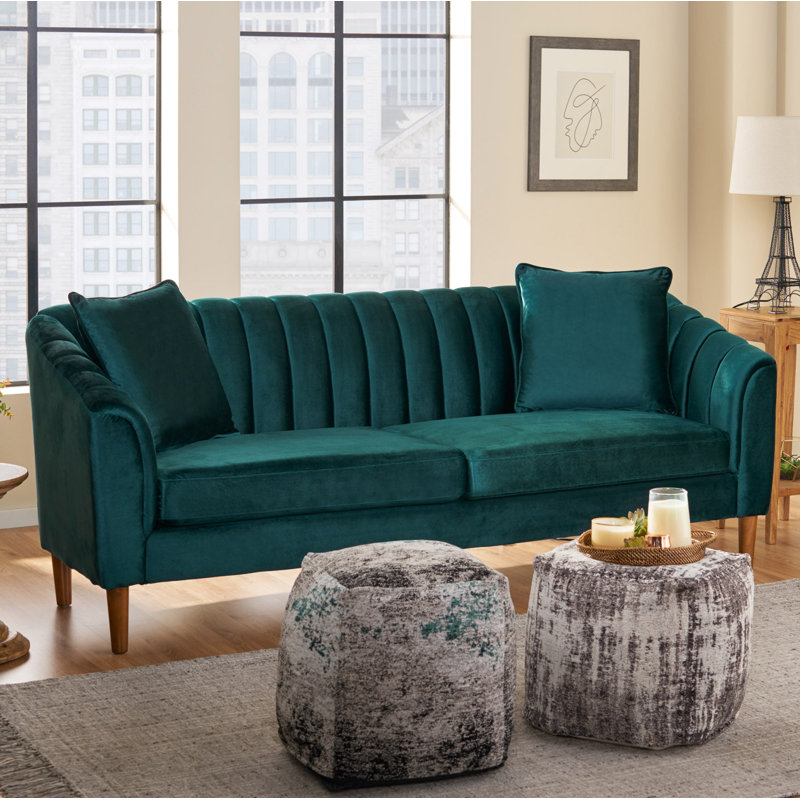 Avett Upholstered 84.5'' Sofa, Teal 100% Polyester