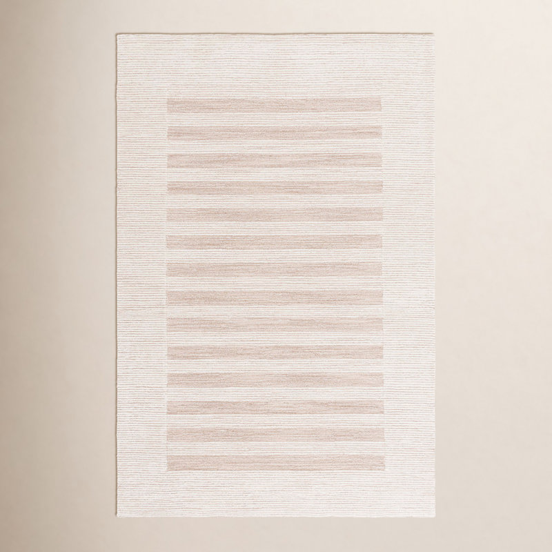 Striped Hand-Tufted Wool Area Rug, Rectangle 8' x 10'