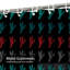 Rideau de douche Ã  motif floral avec sapins, branches, couleurs rouge, gris et vert, muni de 12 crochets-700543351