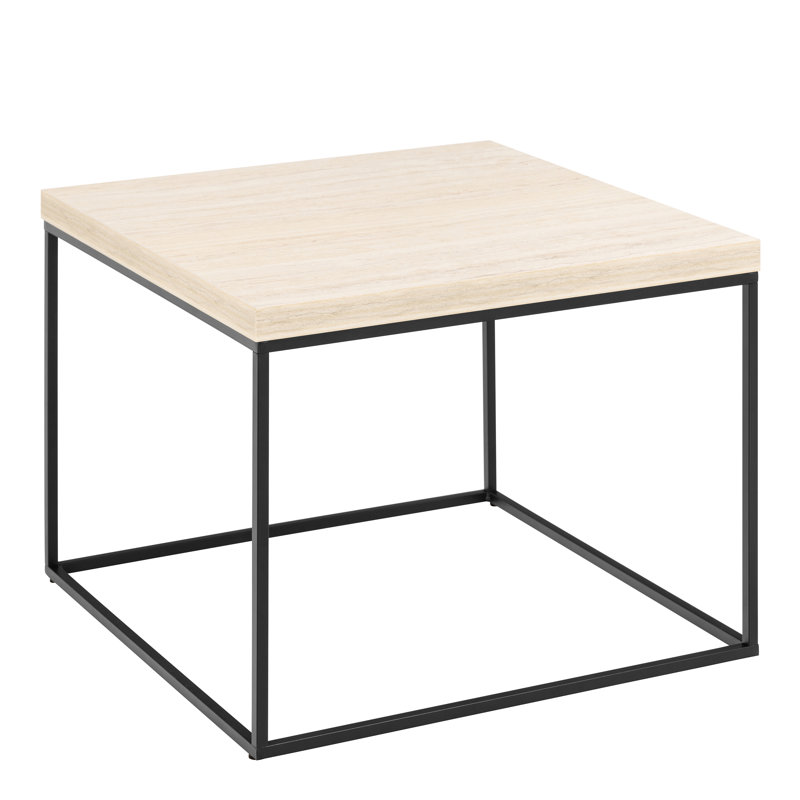 Barossa Coffee Table with Top & Black Steel Base, Light Oak, 45cm H x 60cm L x 60cm W