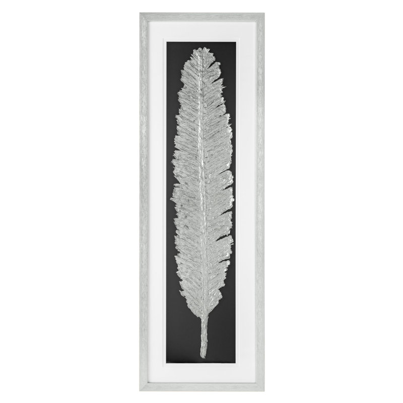 " Metallic Feather, Silver Shadow Box " Painting Print