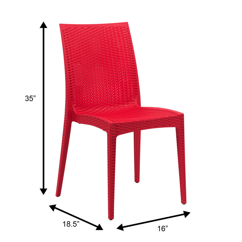 Chaise de patio en osier empilable Mace, rouge, Single