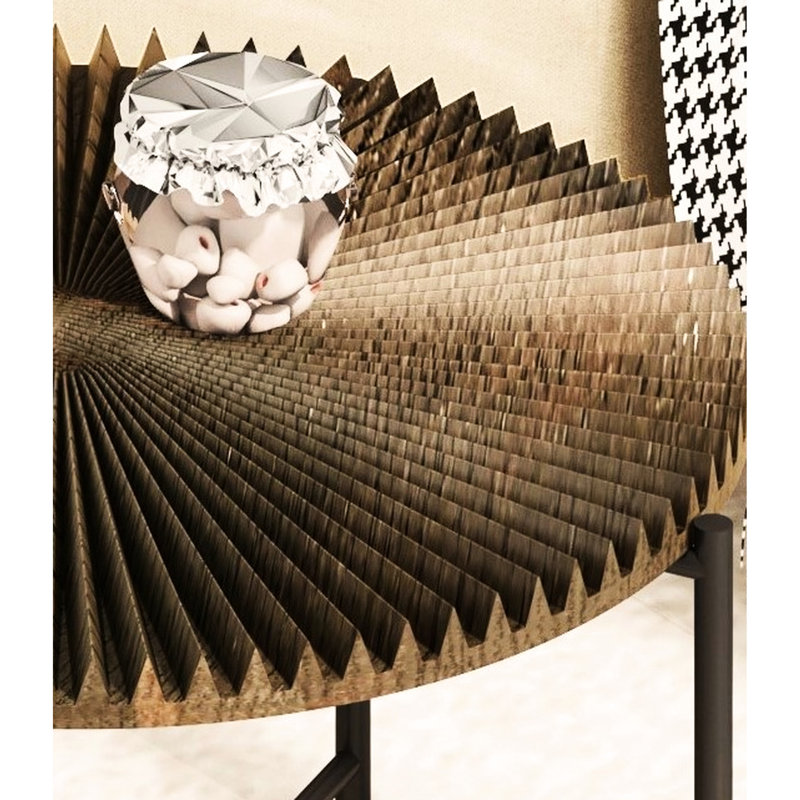 2 tables basses et de bout - modèle Radial, avec housse, pieds en métal noir, cylindrique vieilli, noyer foncé, pour les tables à motifs Modern Living