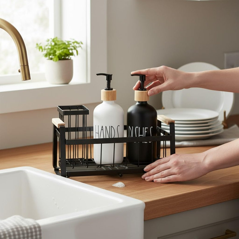 Ensemble de distributeur de savon de cuisine avec lavabo