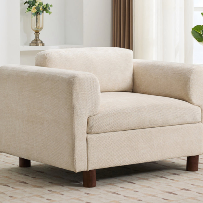 Fauteuil surdimensionné, Velours tissé beige
