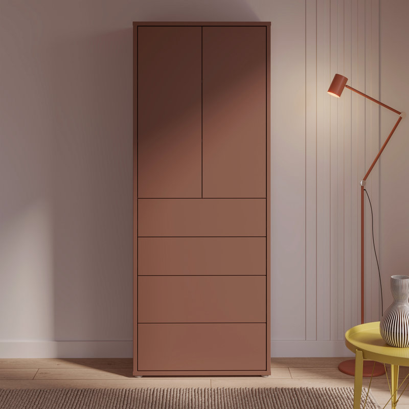Alice Springs Tall Storage Cabinet with Push-to-Open Doors & 4 Drawers, Terracotta