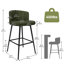 Tabouret de bar et de comptoir rembourré 27,2 po avec dossier, tabourets pivotants à 360 ° en similicuir, vert olive-1920535531