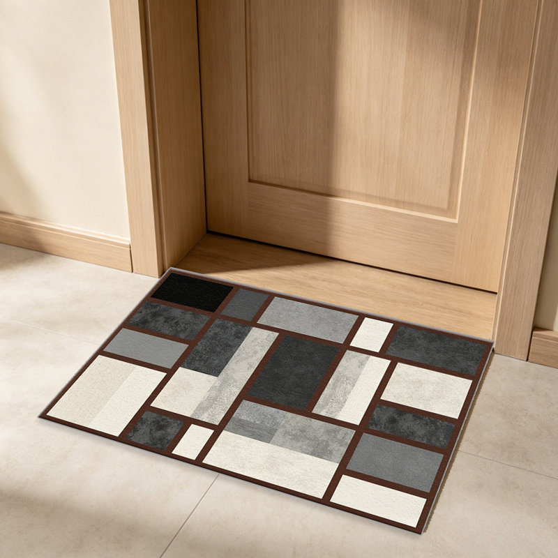 Gray and Beige Geometric Blocks carpet-easy to clean, machine-washable, soft and comfortable; suitable for door mats, kitchens, living rooms, bedrooms, corridors, and laundry areas. Easy to clean, durable carpet for home decoration.