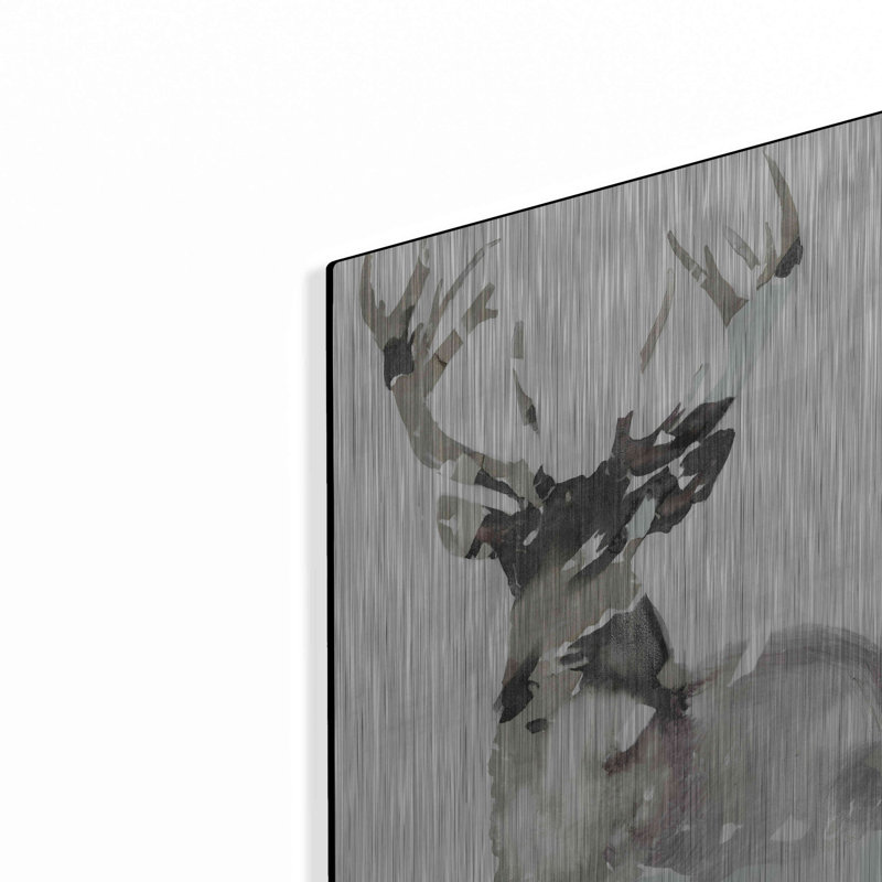 «Elk Impression 1» par Stellar Design Studio, Millwood Pines, art mural en métal, 12 po x 16 po, H 24 po x l 16 po