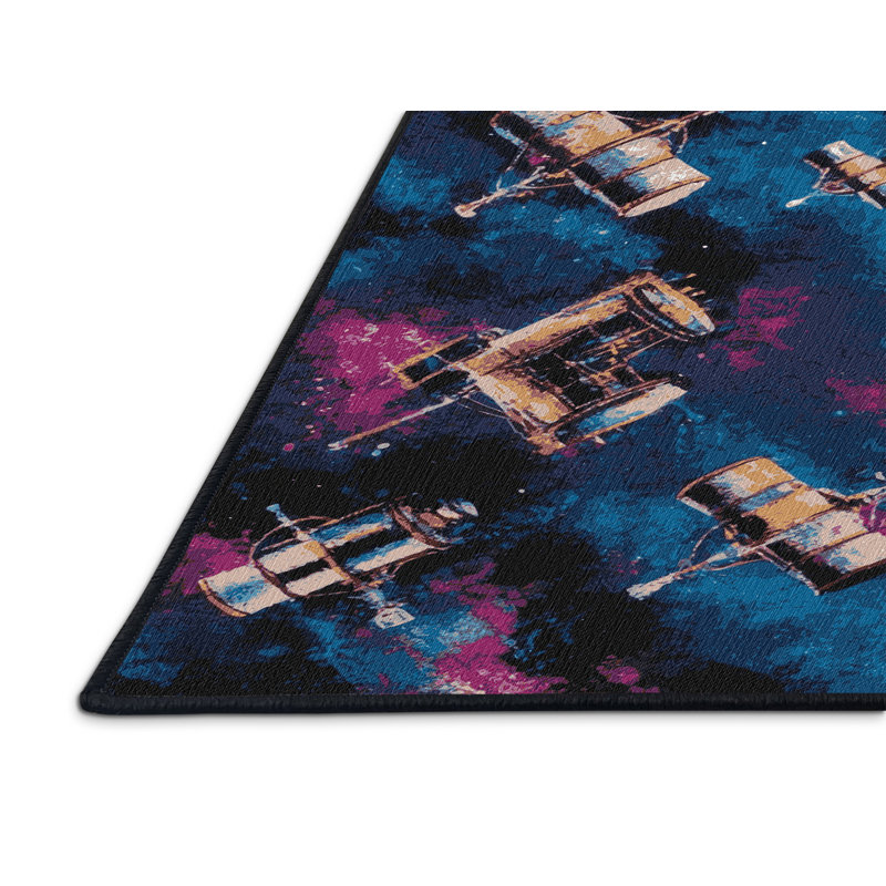 Machine Washable Space Gray Area Rug, Round 4'