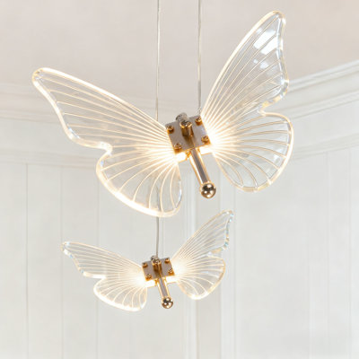 2-head Butterfly Bedside Pendant Light (3-color Led Light Included)