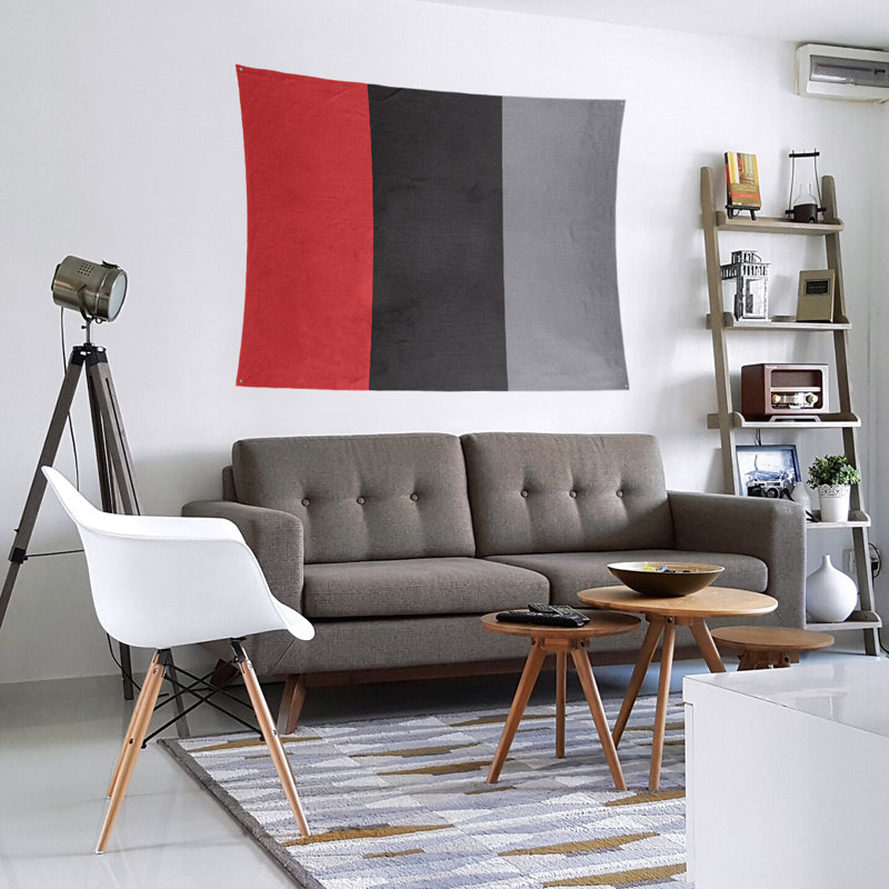 Tapisserie en polyester Carolina, Rouge / noir / gris mat, H 51 po x l 60 po