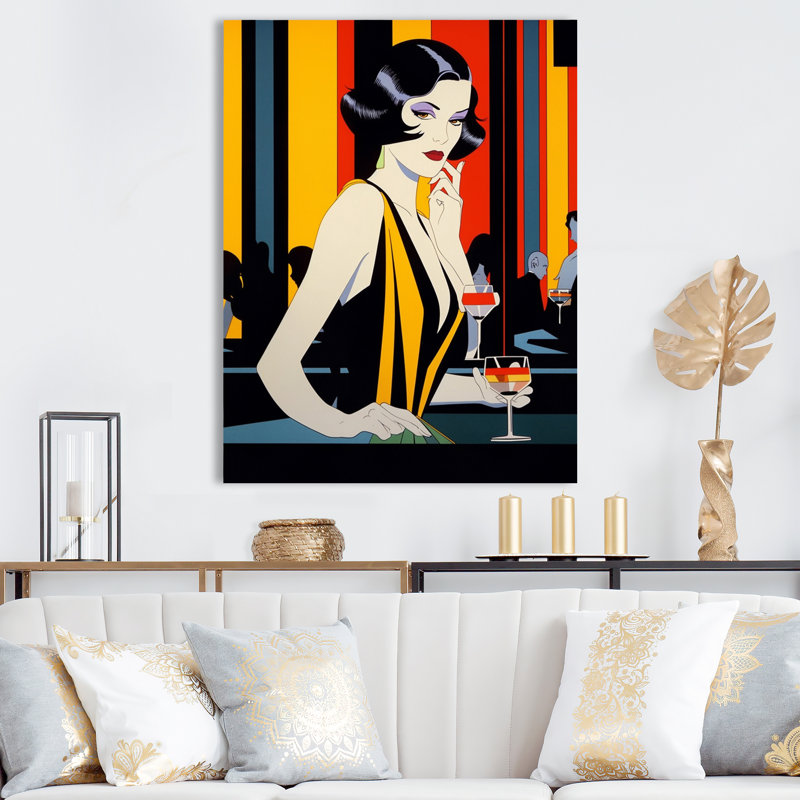 Pop Art Night Life Diva, H 32 po x l 24 po x P 1 po, Toile tendue