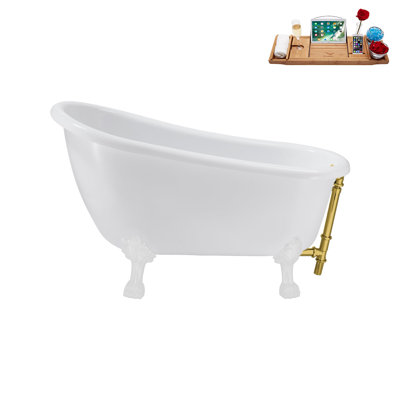 53.1'' x 25.6'' Freestanding Soaking Acrylic Bathtub