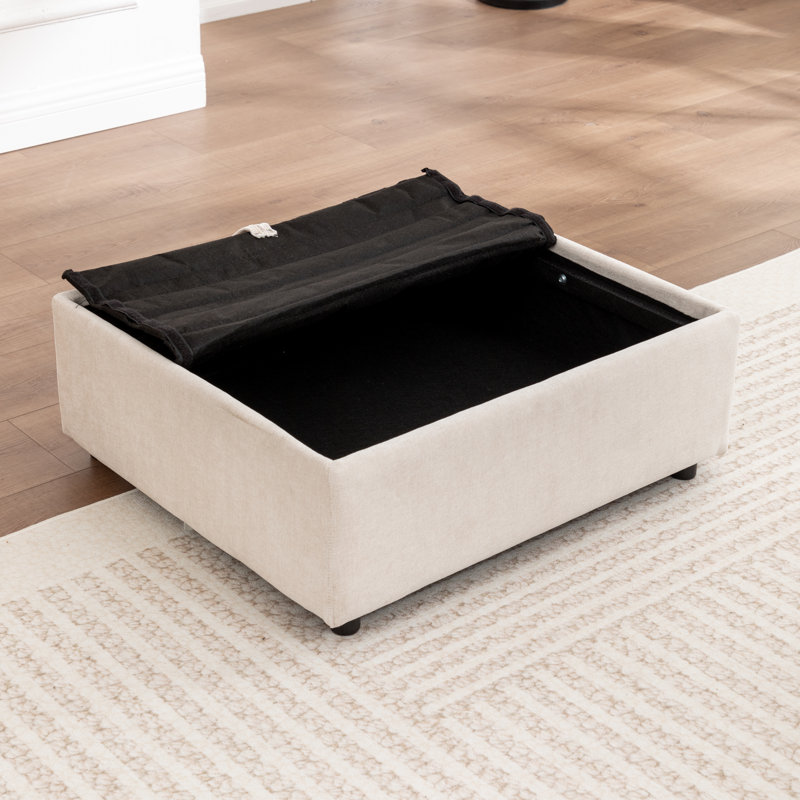 Repose-pieds avec rangement Wilroy, Beige