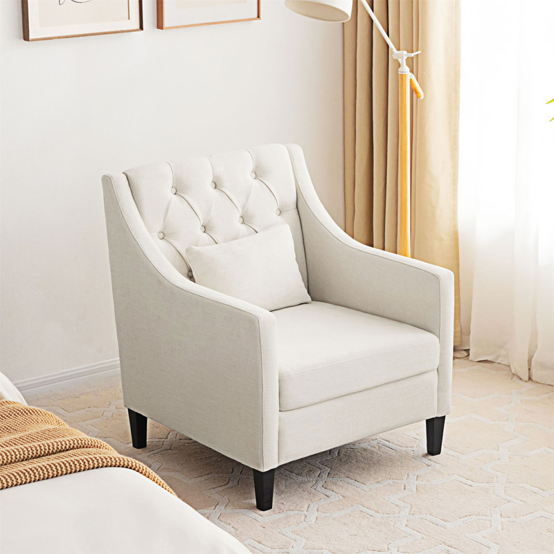 Fauteuil rembourré avec accoudoirs, Marron foncé, Polyester beige