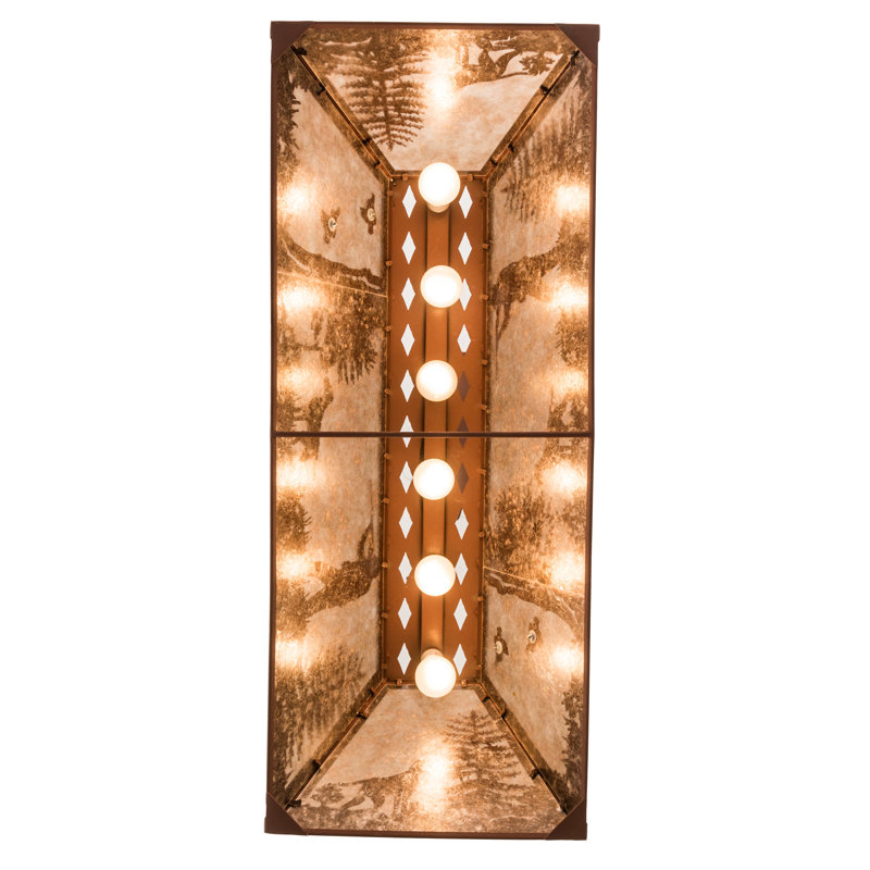 Rustic Lodge 6 - Light Pendant, 12.5" - 44" H x 42" W x 17" D, Rust, Rust