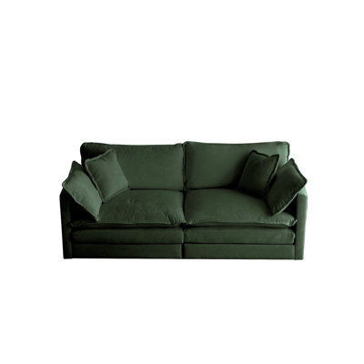 Salon - Chenille 2 avec 4 coussins, structure, coussins luxueux 2, tissu de bois rembourré stable, coin salon confortable