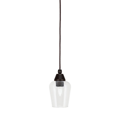 Mini-luminaire suspendu avec cordon en verre transparent 5 po Any