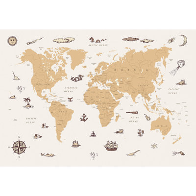 Peel & Stick Kids Wall Mural - Countries With Pirate Illustrations