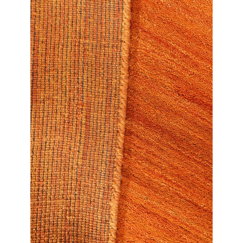 Manns Hand Knotted Loom Wool Eco-Friendly Area Rugs - Square, Orange Color, Plain Solid Design, High Pile Thick Handmade Anti Skid Area Rugs for Living Room, Bed Room