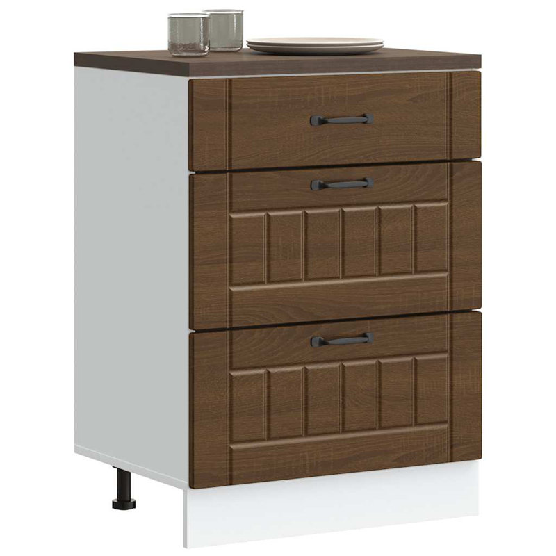 Pieds réglables en bois d'ingénierie vidaXL, Chêne brun, H 32,1 po x l 23,6 po x P 18,1 po
