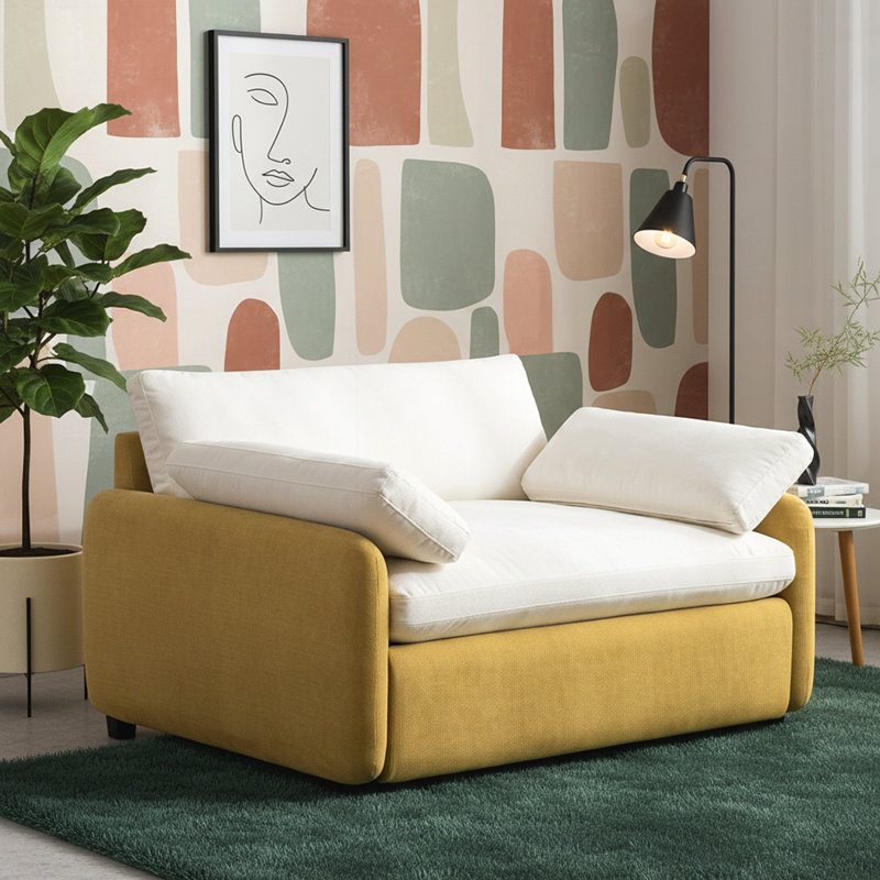 Fauteuil surdimensionné en chenille simple, fauteuil d'appoint large et profond, fauteuil rembourré moderne et confortable, canapé-lit avec coussins pour le salon