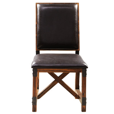 Modernistic Faux Leather Dining Chair With Solid Wood Frame Framed Back For Home