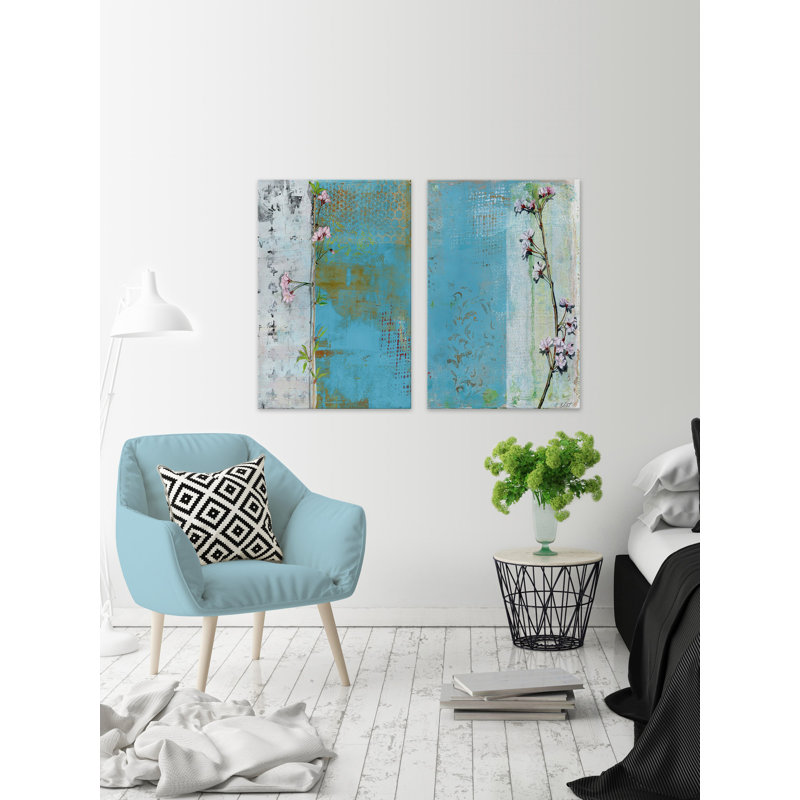 Willow Bloom - ensemble de 2 reproductions sur toile, H 18 po x l 12 po x L 1,5 po