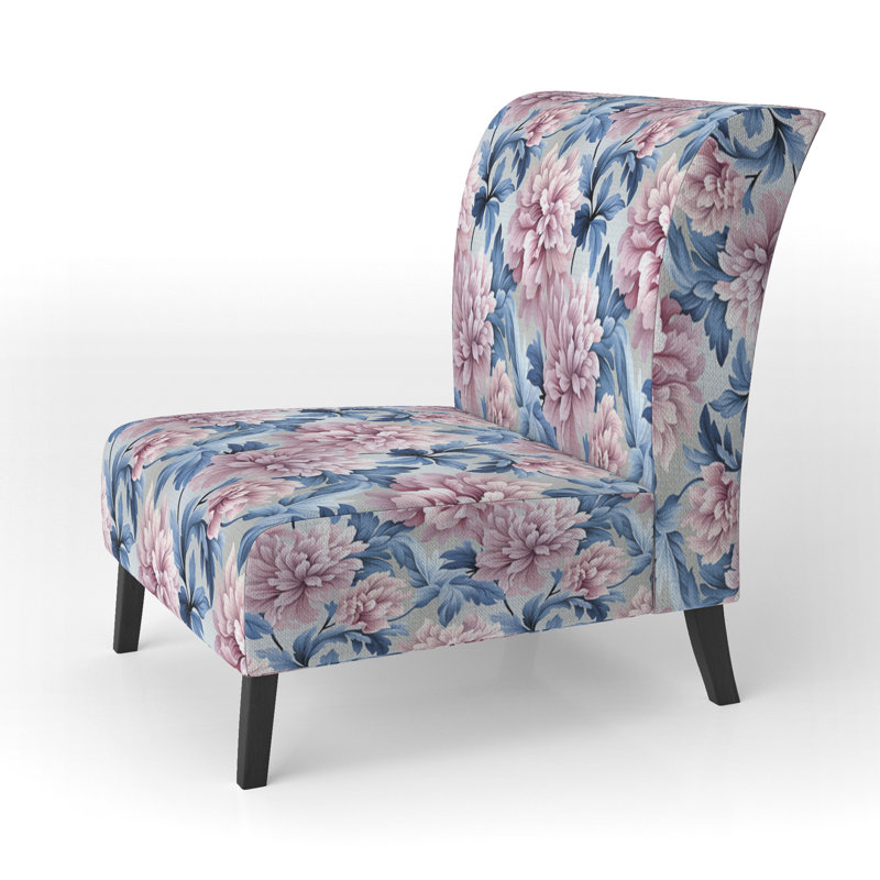 Fauteuil de chambre rembourré bohémien et éclectique mauve et rose Royal