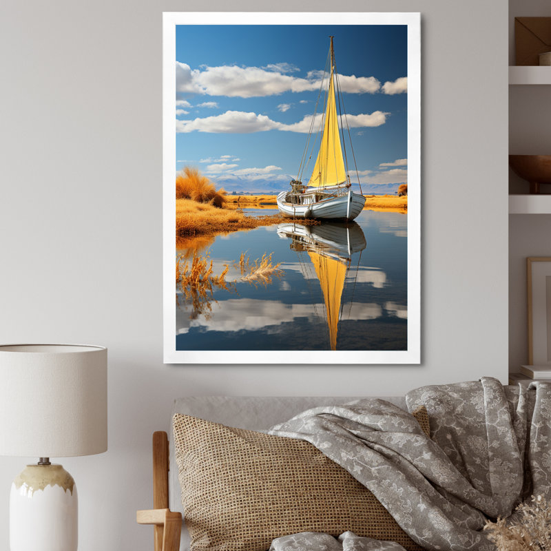 Impression sur toile Dinnington Boat Sailing On The I, H 32 po x l 16 po x P 1 po, Cadre photo blanc