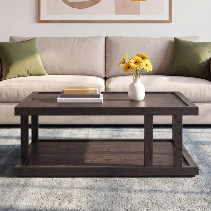 Neli Single Coffee Table, Drifted Matte Black Veneer