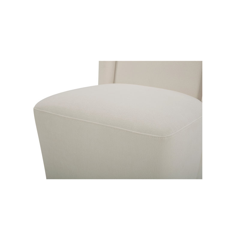 Corabeth Upholstered Rolling Dining Chair, Cream