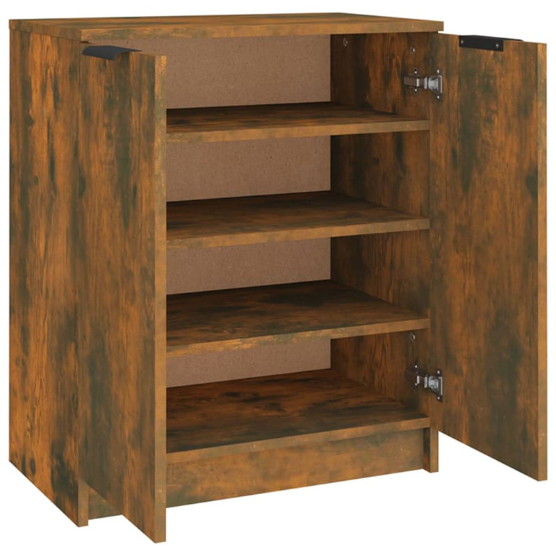 8 Pair Shoe Storage Cabinet, Smoked Oak