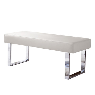 Cialan Modern Faux Leather Upholstered Bench Ottomans, Contemporary Wide Coffee Bean Bench Seat, Stool Accent Bench for End of Bed