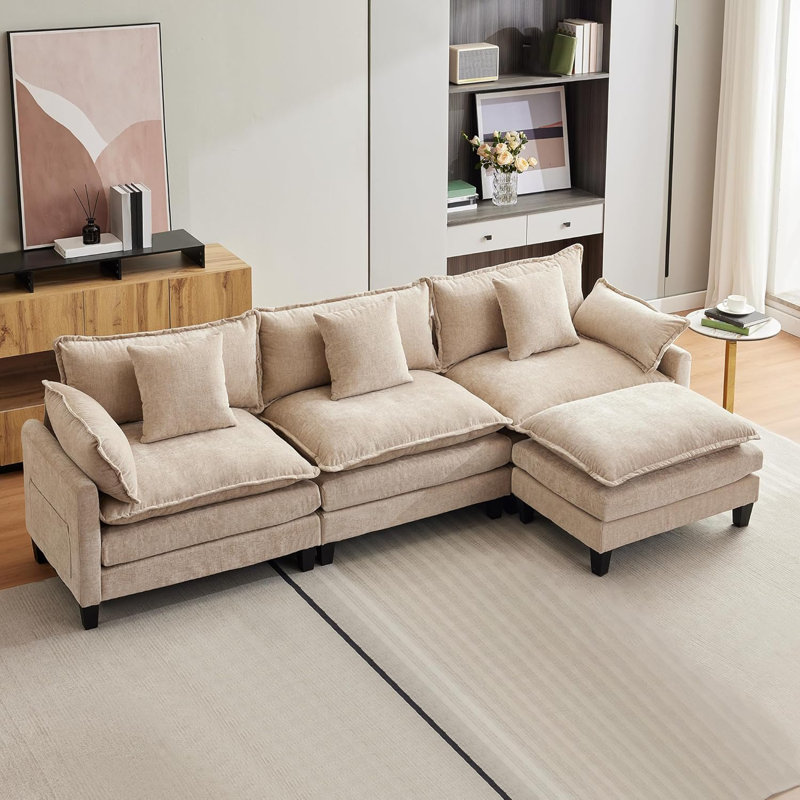 Canapé modulaire 112,2 po, Chenille brune