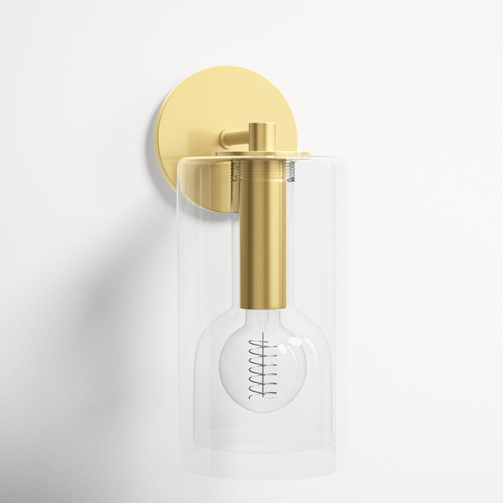 Adreille Single Light Glass Steel Dimmable Armed Sconce, Aged Brass