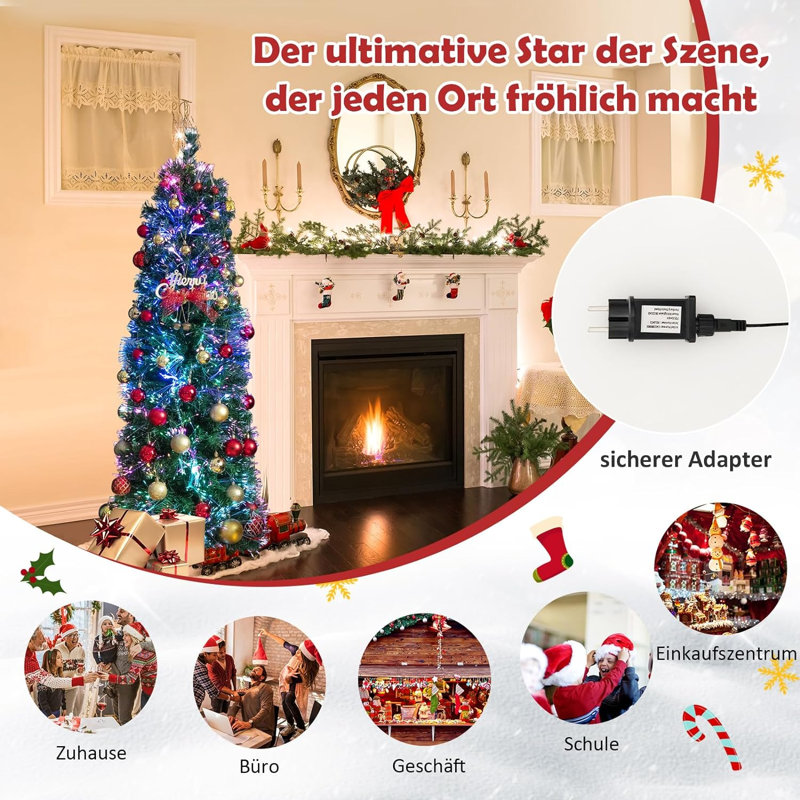 Lighted Artificial Pine Christmas Tree, 150cm H
