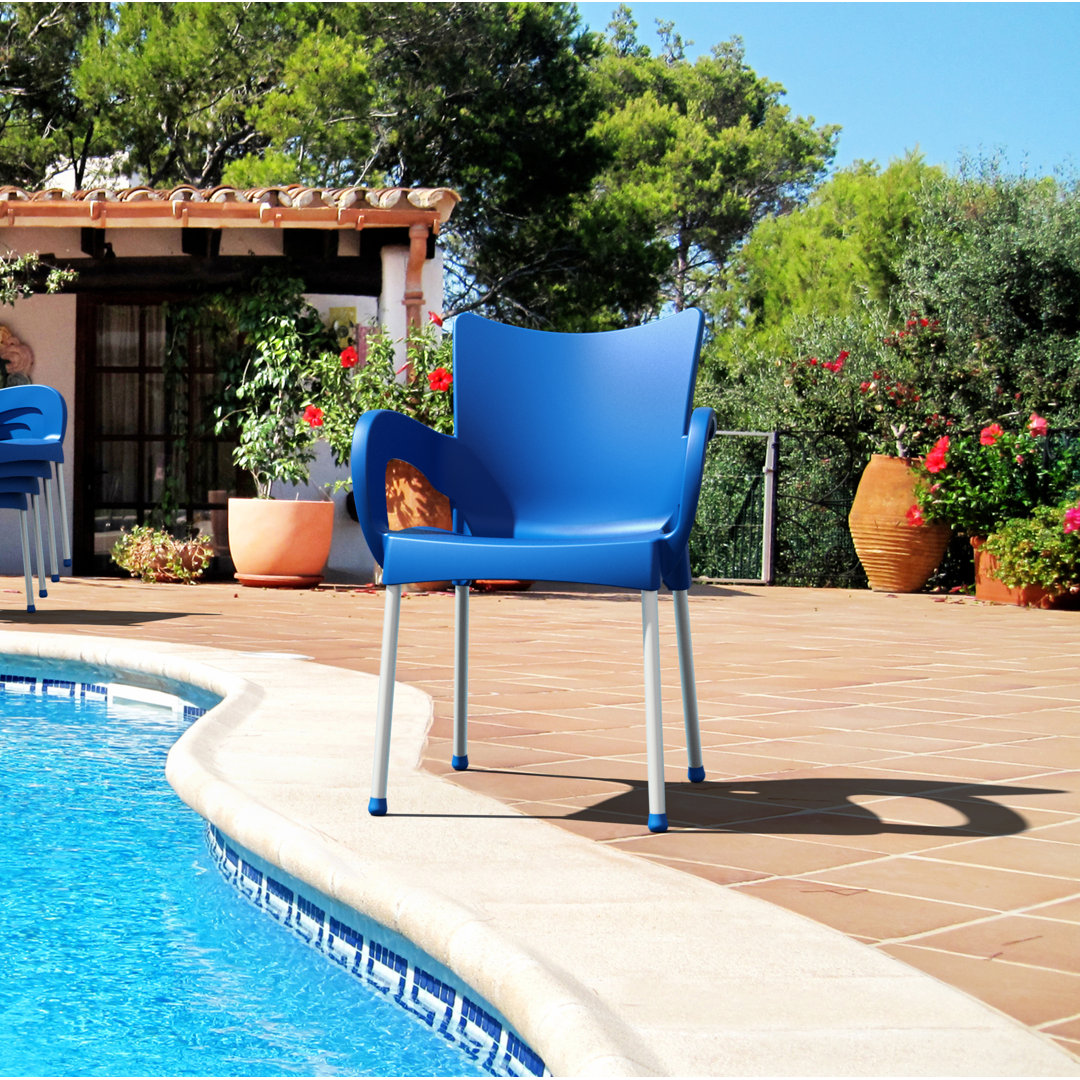 Goines Aluminum Outdoor Stacking Dining Armchair (Set of 2) Ebern Designs 