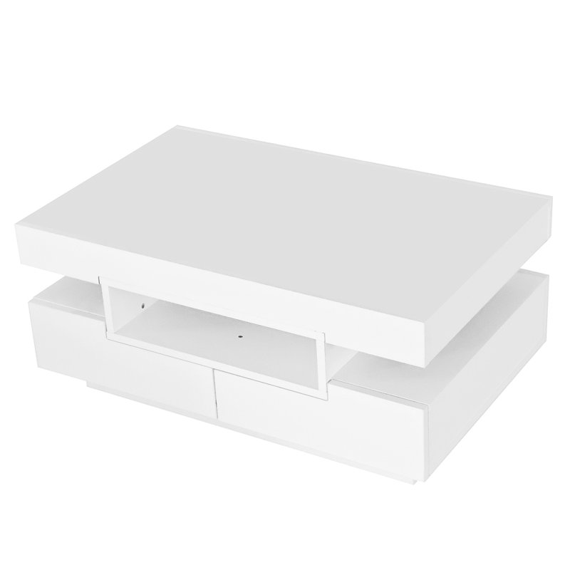 Block Coffee Table with Storage, White