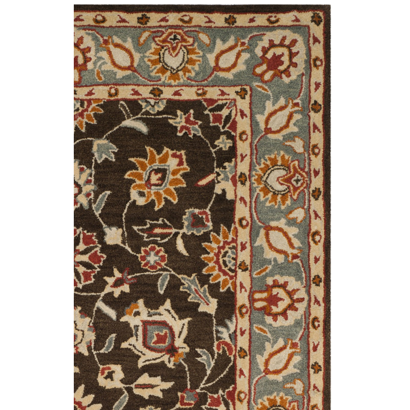 Tapis oriental gris anthracite / bleu en laine touffeté à la main Cranmore, Rectangle 3 pi x 5 pi
