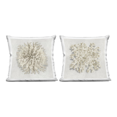 Distinct Natural Coral Design by Caroline Kelly Throw Pillow (Set of 2)