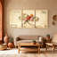 «Rose Vintage Roses Garden», ensemble de 3 reproductions d'art sur toile-2012399573