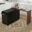 Îlot de cuisine 102,3 po avec table de salle à manger extensible, chariot d'îlot roulant avec armoire de rangement pour poubelles, support à épices coulissant à 3 niveaux, table d'îlot mobile sur roulettes pour la cuisine, la salle à manger, noir-730211561