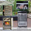 Îlot de cuisine de 65 pouces avec 4 brûleurs et 72 000 BTU de luxe en acier inoxydable pour barbecue au propane avec îlot de cuisine + réfrigérateur à vin compact + comptoirs en marbre