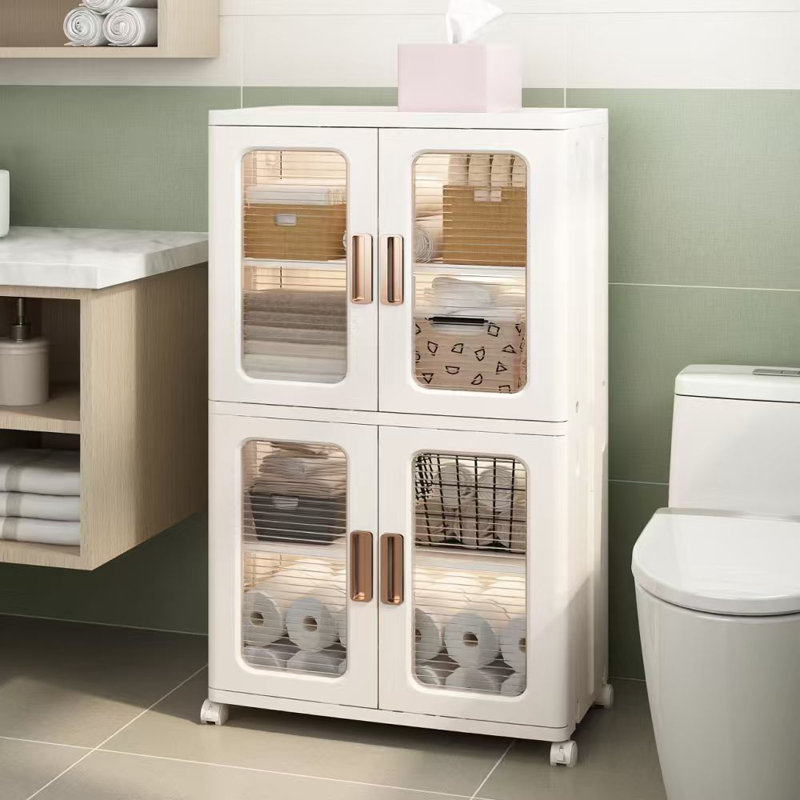 Armoire de rangement en plastique 22,3 pouces à 2 couches avec cloisons, H 40,9 po x l 20,9 po x P 14,2 po, Blanc